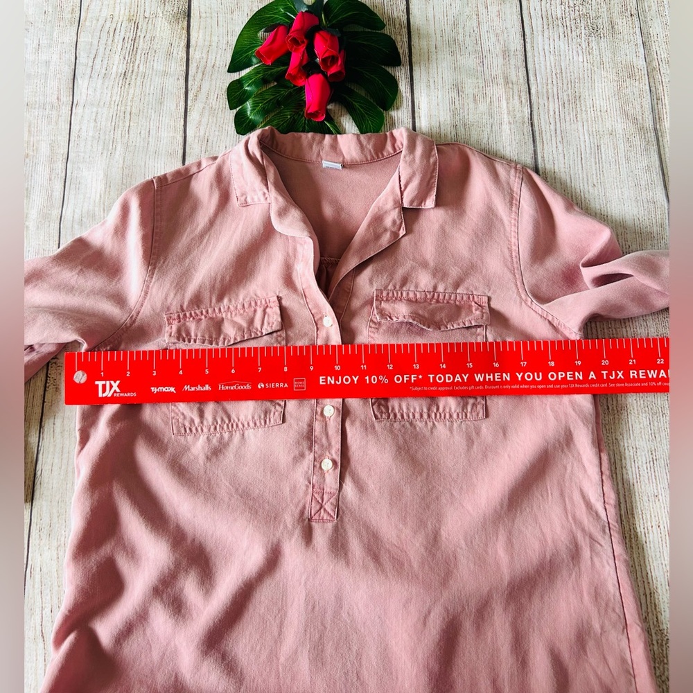 Old Navy Women’s Light Pink Popover Button Front Twill Tencel Shirt Dress Sz M - Picture 11 of 12
